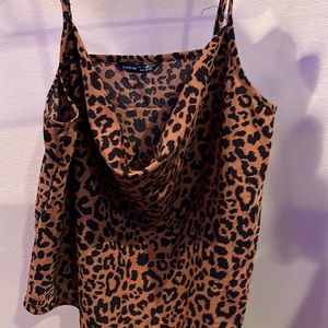 cowl neck leopard print cami top